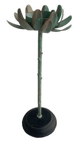 shishi Metal flower T-light holder verdigris h2