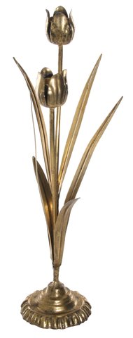 shishi Metal flowers candleholder gold h41cm