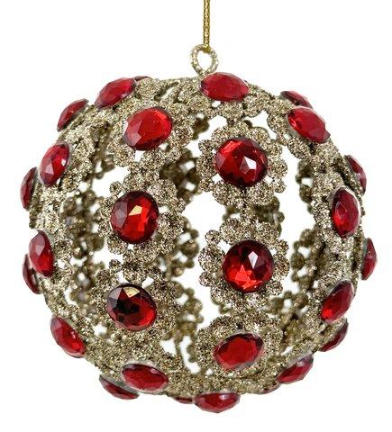Shishi Metal Glitter Ball Red Big Jewels 9cm