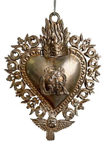 shishi Metal heart antique silver 16 5cm