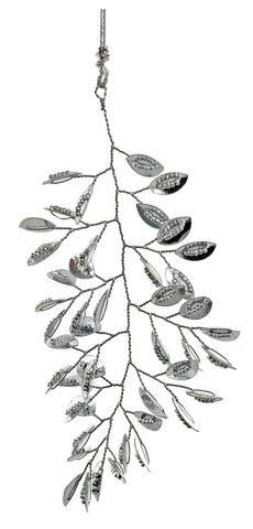 shishi Metal leaf bead ornament silver 14cm
