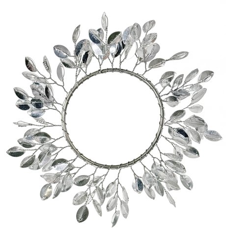 shishi Metal leaf beaded candle ring silver d7 5cm