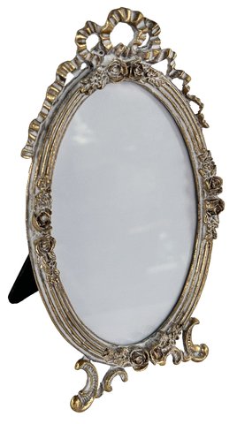 shishi Metal oval photo frame with bow gold 12x