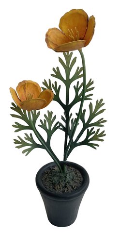 shishi Metal poppies potted yellow 32cm