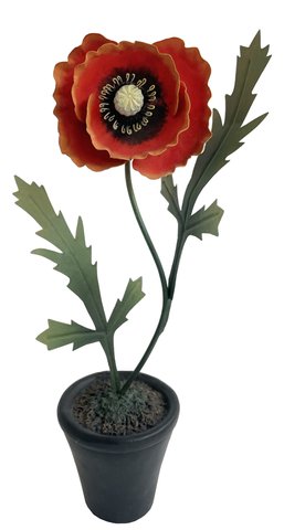 shishi Metal poppy potted orange 32cm