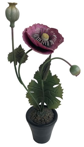 shishi Metal poppy potted purple 33cm