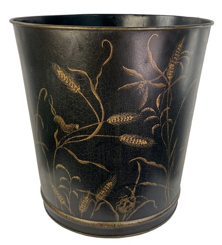 shishi Metal pot black with gold wheat and bugs