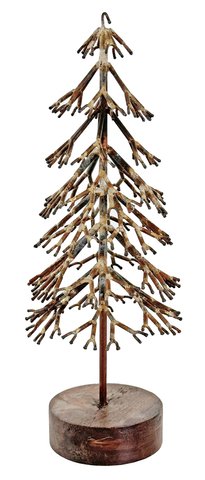 shishi Metal rusty tree wooden base 28cm