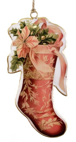 shishi Metal sock ornament pink 15cm