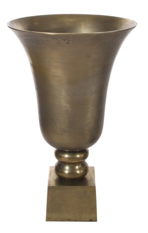 shishi Metal urn on foot antique gold h72cm