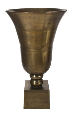 shishi Metal urn on foot antique gold h87cm