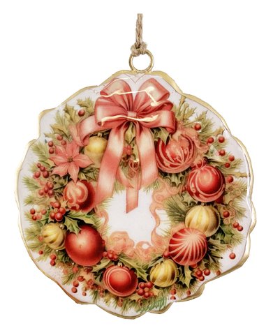 shishi Metal wreath ornament red lt red 11cm