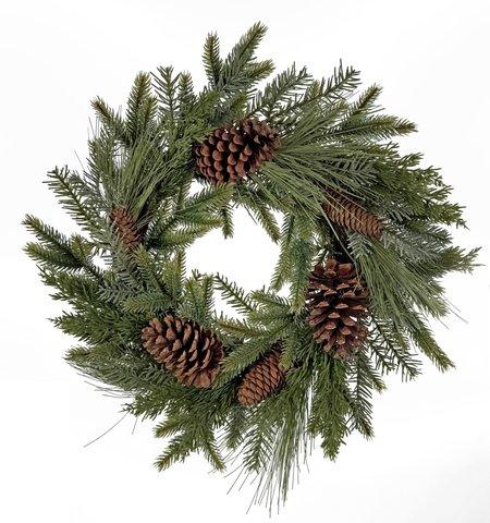 shishi Mixed wintergreen wreath with cones 50cm