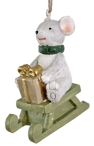 shishi Mouse sledging white green gold 5 5cm