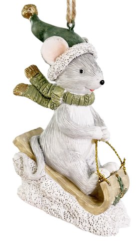 shishi Mouse sledging white green gold 9cm