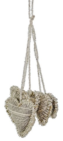 shishi Newspaper heart with beads x5 hanger 15cm