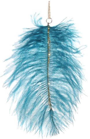 shishi Ostrich feather blue gold glitter stripe