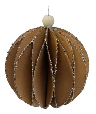 shishi Paper ball brown with silver glass glitt