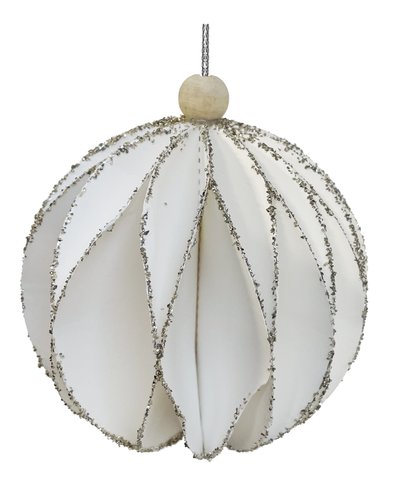 shishi Paper ball white with silver glass glitt