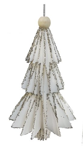 shishi Paper tree ornament white with silver gl
