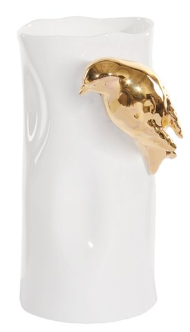 shishi Porcelaine vase w/gold bird 17cm