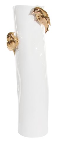 shishi Porcelaine vase w/gold birds 45cm