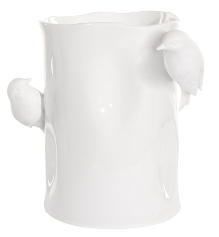 shishi Porcelaine vase w/white birds 21cm