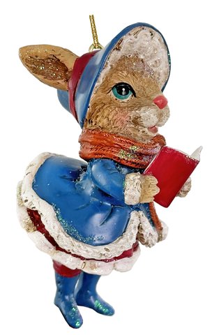 shishi Rabbit ornament with book 9cm