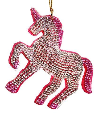 shishi Rhinestone unicorn ornament silver pink 9cm