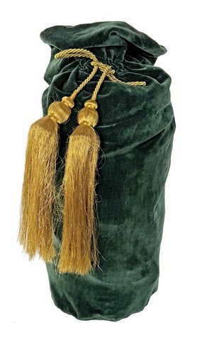 shishi Santa bag with gold tassels green 80cm