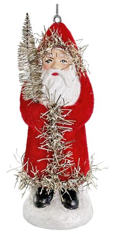 shishi Santa ornament red coat with tinsel 13cm