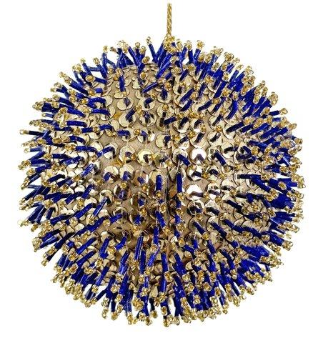shishi Sequin glass bead ball gold blue 10cm