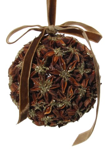 shishi Star anise ball with gold glitter 10cm