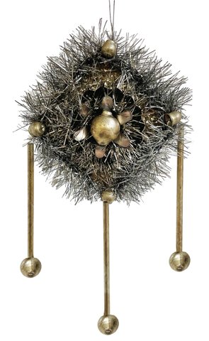 shishi Tinsel deco silver with gold drops 15cm