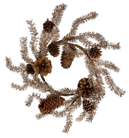 shishi Tinsel wreath with cones gold 25cm