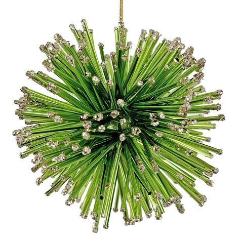 shishi Tube ball green glitter tips 10cm