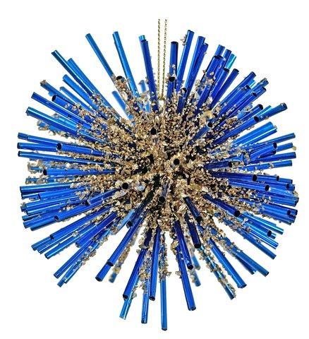 shishi Tube ball with glass glitter blue 10cm