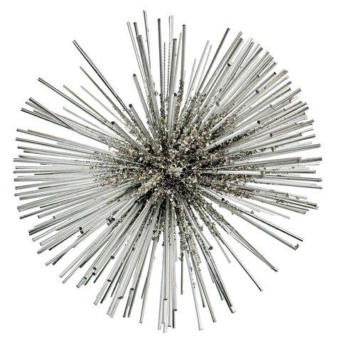 shishi Tube ball with glass glitter silver 20cm