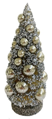 shishi Twig tree silver glitter with gold glas