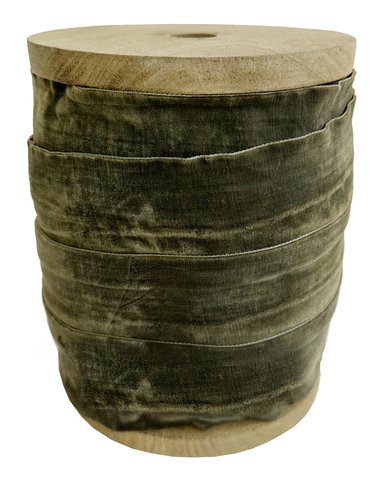 shishi Velvet 50mm ribbon on spool olive 25m
