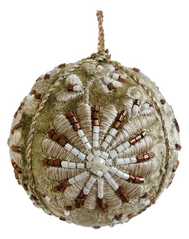 shishi Velvet ball gray with bead-crocheted flo