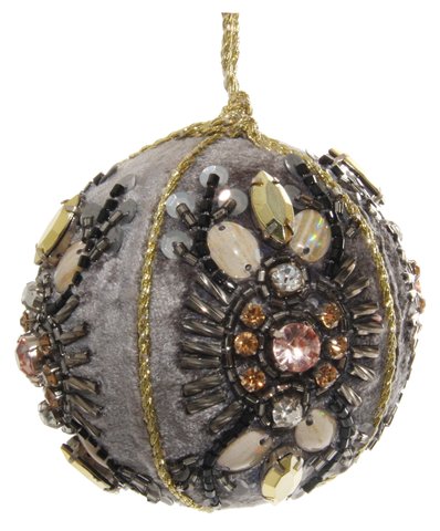 shishi Velvet ball grey floral bead embroidery