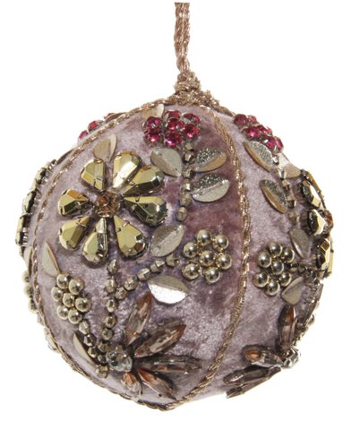 shishi Velvet ball light purple floral embroide