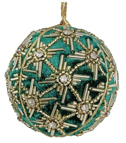 shishi Velvet ball with star beads green gold 7cm