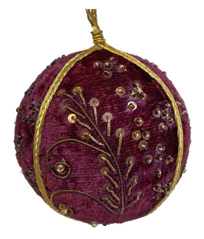 shishi Velvet beaded ball burgundy copper 9cm