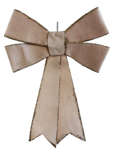 shishi Velvet bow lt pink champagne glitter 18c
