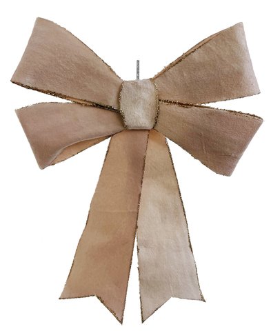 shishi Velvet bow lt pink champagne glitter 25c