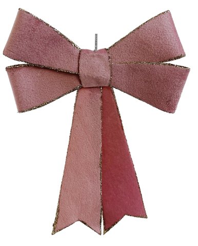 shishi Velvet bow pink champagne glitter 18cm