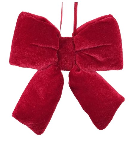 shishi Velvet bow puffed red 12cm
