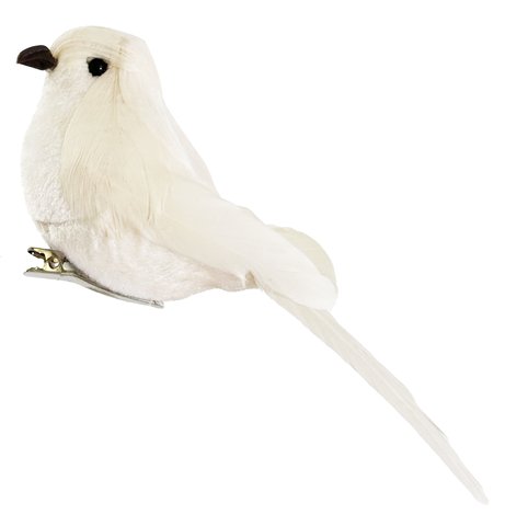 shishi Velvet feather bird cream 14cm